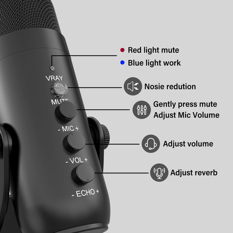 MC-PW8 - Microphone à Condensateur USB  pour Téléphone & Ordinateur