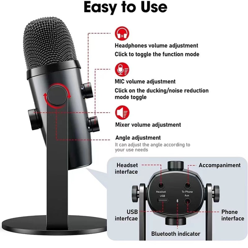 MC-PW10 - Microphone USB Pro Pour Téléphone et Ordinateur